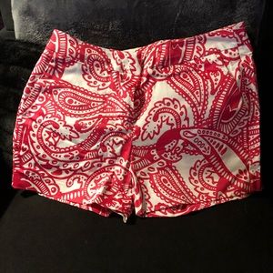 Red paisley short shorts